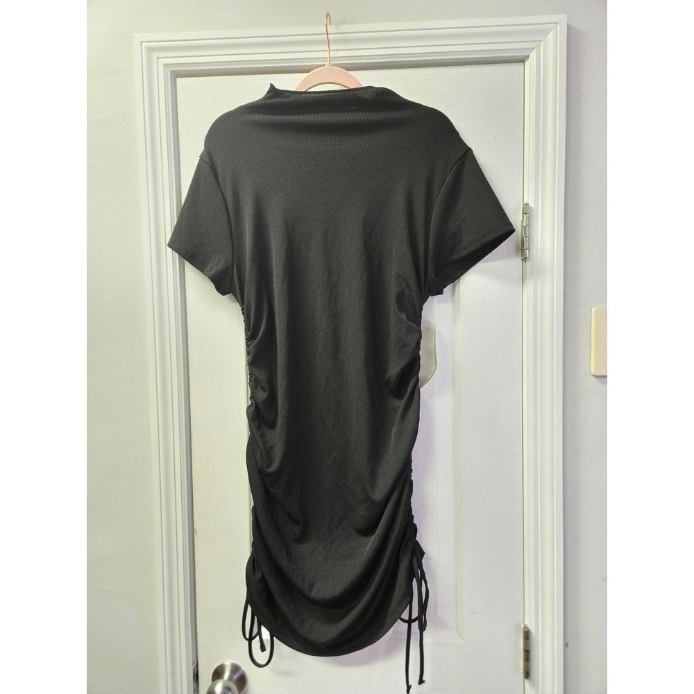 Almost Famous Womens Black Ribbed Mock Neck Ruched Side Mini‎ Dress 3X NWT